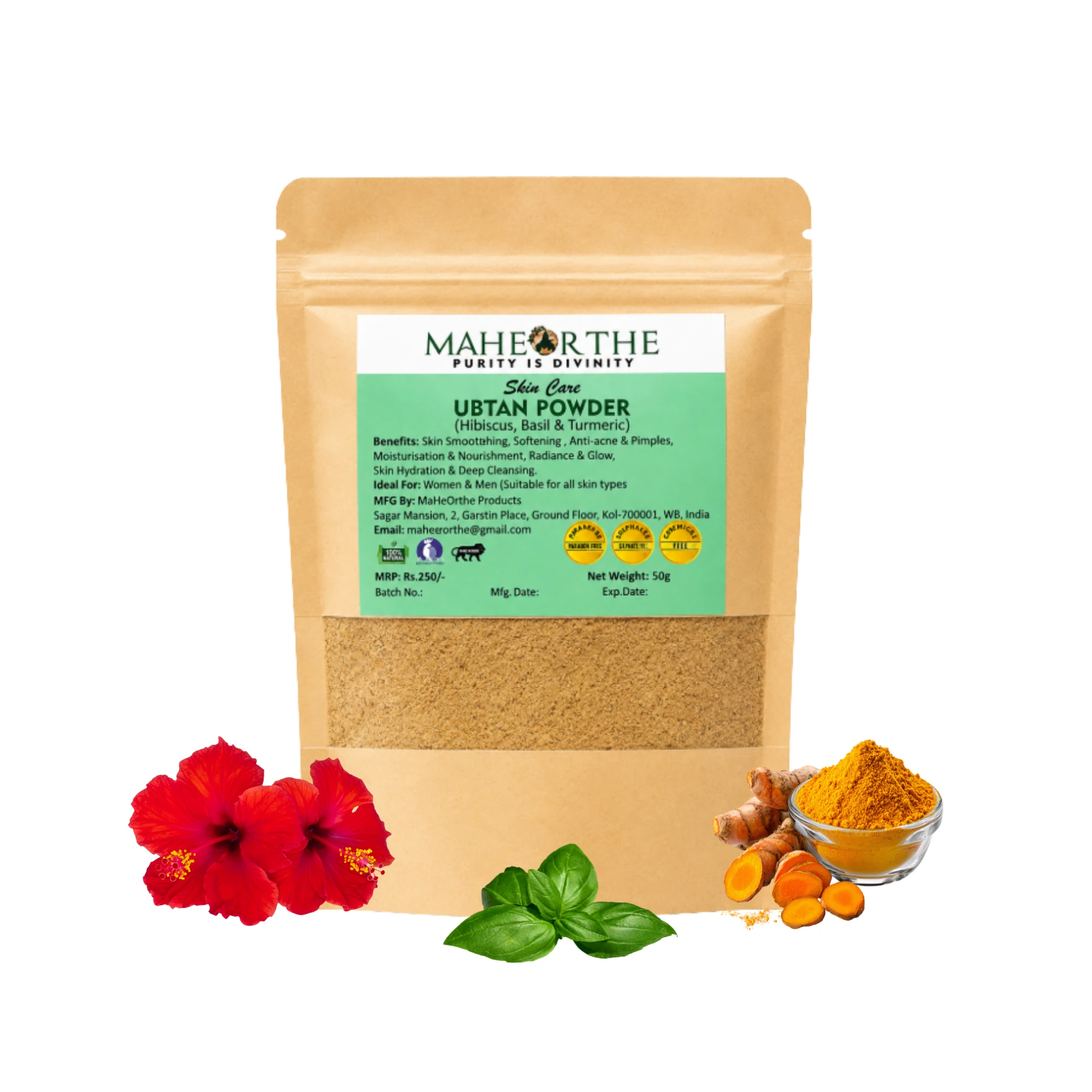 Ubtan (Hibiscus, Turmeric, Basil) (50 gms)